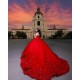 Sweetheart Neck Red Quince Dress Lace Appliques Sweet 15 Gowns Instagram Dresses Off Shoulder Vestidos De XV Anos