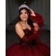 Sweetheart Neck Sweet 15 Gowns Burgundy Quinceanera Dress Sleeveless Wear Pageant Sequin 2024 Ball Gown Princess Dresses