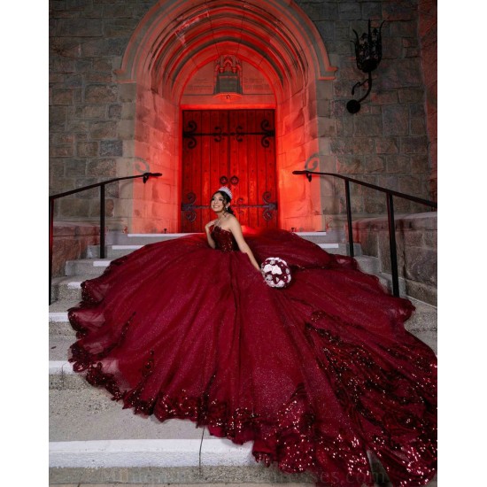 Sweetheart Neck Sweet 15 Gowns Burgundy Quinceanera Dress Sleeveless Wear Pageant Sequin 2024 Ball Gown Princess Dresses