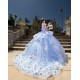 Sweetheart Neck Sweet 15 Gowns Sky Blue Quinceanera Dress 3D Flowers  Wear Pageant Off Shoulder 2024 Ball Gown Princess Dresses