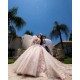 V Neck Champagne Quince Dress Off The Shoulder Women 2024 Ball Gown Crystal Vestidos De 15 Anos With 3D Flowers