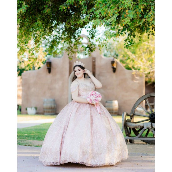 Crystal Pink Quince Dress Sequin Sweetheart Neck Vestidos De XV Anos Off Shoulder 15 Birthday Party Gowns