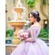 Long Sleeve Quinceanera Dress Lilac Birthday Party Gown Lace Appliques Sweetheart Neck Vestidos De 15 Anos