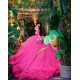 Long Sleeve Ruffled Quince Dress Fuchsia Vestidos De 15 Anos Sweetheart Neck Birthday Party Dress