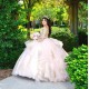 Long Sleeve Sweet 15 Gowns Rose Gold Quince Dress Sweetheart Neck 15 Birthday Party Gowns Lace Appliques Vestidos De XV Anos