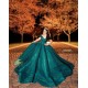 Off Shoulder Emerald Green Vestidos De 15 Anos Lace Appliques Quince Dress Sequin Sweetheart Neck Women 2024 Ball Gown