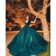 Off Shoulder Emerald Green Vestidos De 15 Anos Lace Appliques Quince Dress Sequin Sweetheart Neck Women 2024 Ball Gown