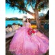 Off Shoulder Fuchsia Vestidos De 15 Anos Sweetheart Neck Birthday Party Dress 3D Flowers Quince Dress With Bow