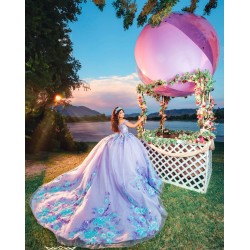 Off Shoulder Lilac Vestidos De 15 Anos 3D Flowers Quince Dresses Sweetheart Neck Birthday Party Gowns