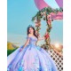 Off Shoulder Lilac Vestidos De 15 Anos 3D Flowers Quince Dresses Sweetheart Neck Birthday Party Gowns