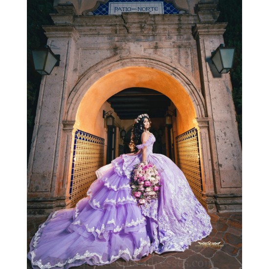 Off Shoulder Lilac Vestidos De 15 Anos Lace AppliquesQuince Dress Sweetheart Neck Women 2024 Ball Gown