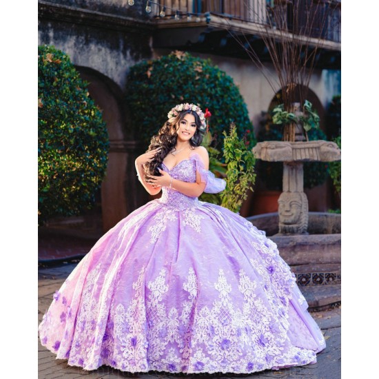 Off Shoulder Lilac Vestidos De 15 Anos Lace AppliquesQuince Dress Sweetheart Neck Women 2024 Ball Gown