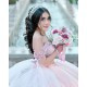 Off Shoulder Pink Quince Dress Lace Appliques Sweet 15 Gowns Sweetheart Neck Vestidos De 15 Anos