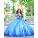 Off Shoulder Quince Dress Blue Sweet 15 Gowns Lace Appliques Sweetheart Neck Vestidos De 15 Anos