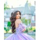 Off Shoulder Quince Dress Lilac Birthday Party Gown Pearl Sweetheart Neck Vestidos De 15 Anos With 3D Flowers