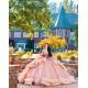 Off Shoulder Quince Dress Rose Gold Vestidos De 15 Anos Sweetheart Neck Birthday Party Dress With Bow