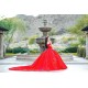 Off Shoulder Red Quince Dresses Sweetheart Neck 15 Birthday Party Gowns Lace Appliques Vestidos De XV Anos Ball Gown Princess Dress