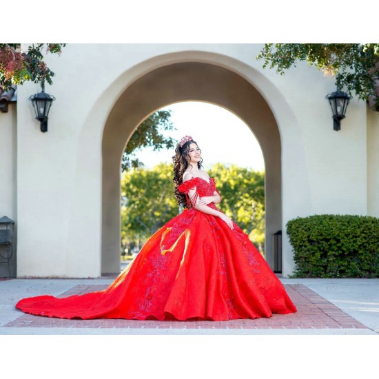 Off Shoulder Red Quince Dresses Sweetheart Neck 15 Birthday Party Gowns Lace Appliques Vestidos De XV Anos Ball Gown Princess Dress