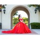 Off Shoulder Red Quince Dresses Sweetheart Neck 15 Birthday Party Gowns Lace Appliques Vestidos De XV Anos Ball Gown Princess Dress