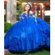 Off Shoulder Sweet 15 Gowns Blue Quince Dress Sweetheart Neck 15 Birthday Party Gowns Lace Appliques Vestidos De XV Anos With Bow