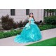 Ruffled Aqua Quince Dress Off Shoulder 15 Birthday Party Gowns Lace Appliques Sweetheart Neck Vestidos De XV Anos