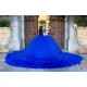 Ruffled Blue Quince Dress Sequin Off Shoulder 15 Birthday Party Gowns Lace Appliques Sweetheart Neck Vestidos De XV Anos