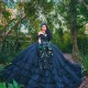 Ruffled Navy Blue Vestidos De 15 Anos Sweetheart Neck Birthday Party Dress Off Shoulder Quince Dress