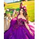 Ruffled Quince Dress Off Shoulder Purple Vestidos De 15 Anos Sweetheart Neck Long Sleeve Women 2024 Ball Gown