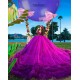 Ruffled Quince Dress Off Shoulder Purple Vestidos De 15 Anos Sweetheart Neck Long Sleeve Women 2024 Ball Gown