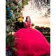 Ruffled Red Vestidos De 15 Anos Off Shoulder Sweetheart Neck Birthday Party Dress Long Sleeve Quince Dress