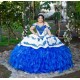 Ruffled Sky Blue Quince Dress Lace Appliques Sweetheart Neck Vestidos De XV Anos Off Shoulder 15 Birthday Party Gowns