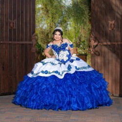 Ruffled Sky Blue Quince Dress Lace Appliques Sweetheart Neck Vestidos De XV Anos Off Shoulder 15 Birthday Party Gowns