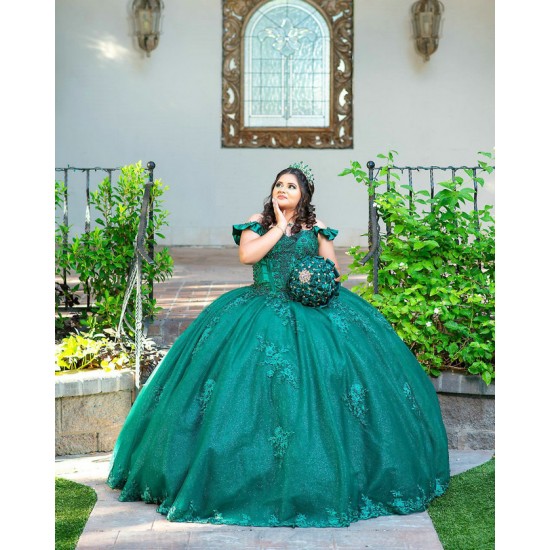 Sleeveless Ball Gown Princess Dress Green Quince Dresses Sweetheart Neck 15 Birthday Party Gowns Lace Appliques Vestidos De XV Anos