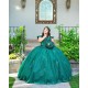 Sleeveless Ball Gown Princess Dress Green Quince Dresses Sweetheart Neck 15 Birthday Party Gowns Lace Appliques Vestidos De XV Anos