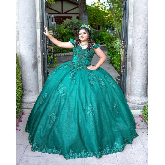 Sleeveless Ball Gown Princess Dress Green Quince Dresses Sweetheart Neck 15 Birthday Party Gowns Lace Appliques Vestidos De XV Anos