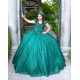 Sleeveless Ball Gown Princess Dress Green Quince Dresses Sweetheart Neck 15 Birthday Party Gowns Lace Appliques Vestidos De XV Anos