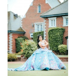 Sleeveless Quinceanera Dress Sage Green Birthday Party Gown V Neck Vestidos De 15 Anos With 3D Flowers