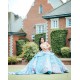 Sleeveless Quinceanera Dress Sage Green Birthday Party Gown V Neck Vestidos De 15 Anos With 3D Flowers