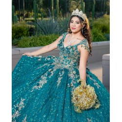 Sleeveless Sweet 15 Gowns Emerald Green Quince Dress Sweetheart Neck 15 Birthday Party Gowns Lace Appliques Vestidos De XV Anos