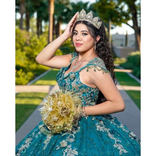 Sleeveless Sweet 15 Gowns Emerald Green Quince Dress Sweetheart Neck 15 Birthday Party Gowns Lace Appliques Vestidos De XV Anos