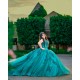 Spaghetti Strap Girls Ball Gown Princess Dress Emerald Green Quince Dresses Sleeveless 15 Birthday Party Gowns Lace Appliques Vestidos De XV Anos