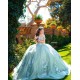 Sweetheart Neck Birthday Party Dress 3D Flowers Quince Dresses Off Shoulder Sage Green Vestidos De 15 Anos