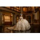 Birthday Party Robe Off Shoulder Gold Quince Dress Lace Appliques Sequin Sweetheart Neck Vestidos De 15 Anos