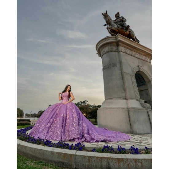 Cape Sleeve Lilac Quince Dress Sweetheart Neck 2024 Ball Gown Lace Appliques Vestidos De 15 Anos With 3D Flowers