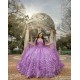 Cape Sleeve Lilac Quince Dress Sweetheart Neck 2024 Ball Gown Lace Appliques Vestidos De 15 Anos With 3D Flowers