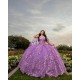 Cape Sleeve Lilac Quince Dress Sweetheart Neck 2024 Ball Gown Lace Appliques Vestidos De 15 Anos With 3D Flowers