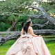 Crystal Off Shoulder Rose Gold Quince Dress Sequin Sweet 15 Gowns Sweetheart Neck Vestidos De 15 Anos With Bow