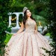 Crystal Off Shoulder Rose Gold Quince Dress Sequin Sweet 15 Gowns Sweetheart Neck Vestidos De 15 Anos With Bow