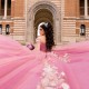 Crystal Pink Quince Dress Lace Appliques Off Shoulder Girls Sweet 16 Dresses Sweetheart Neck Vestidos De 15 Anos