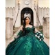 Detachable Emerald Green Quince Dress Lace Appliques Sequin Girls Sweet 16 Dresses Sweetheart Neck Vestidos De 15 Anos